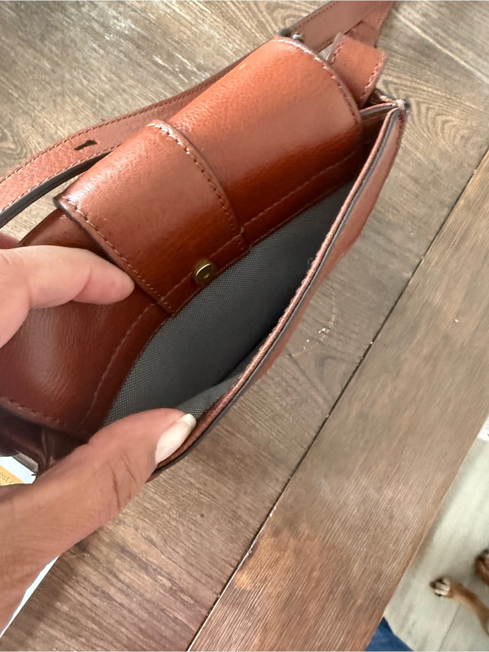 Fossil Saddle Brown Leather Buckle Crossbody - Picture 3 of 10